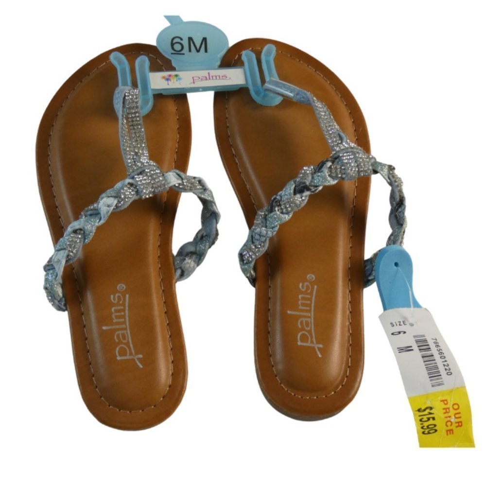 Palms Memory Foam Sandals Blue  Size 6 NWT